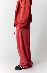 Pacsun Red Washed Fleece Extreme Baggy Sweatpants