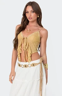 Edikted Yola Embroidered Tie Front Top