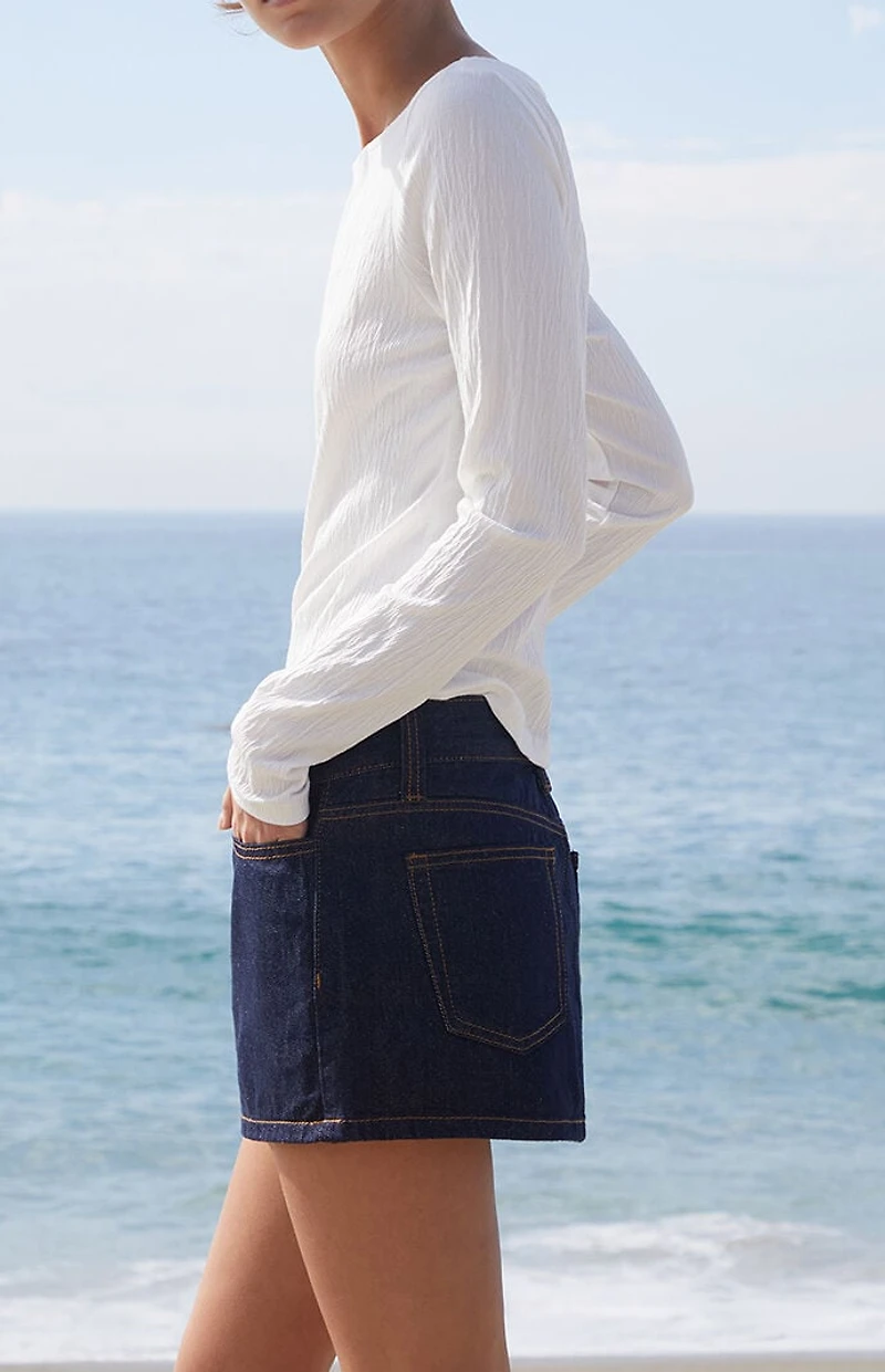 John Galt Dark Blue Malia Denim Mini Skirt