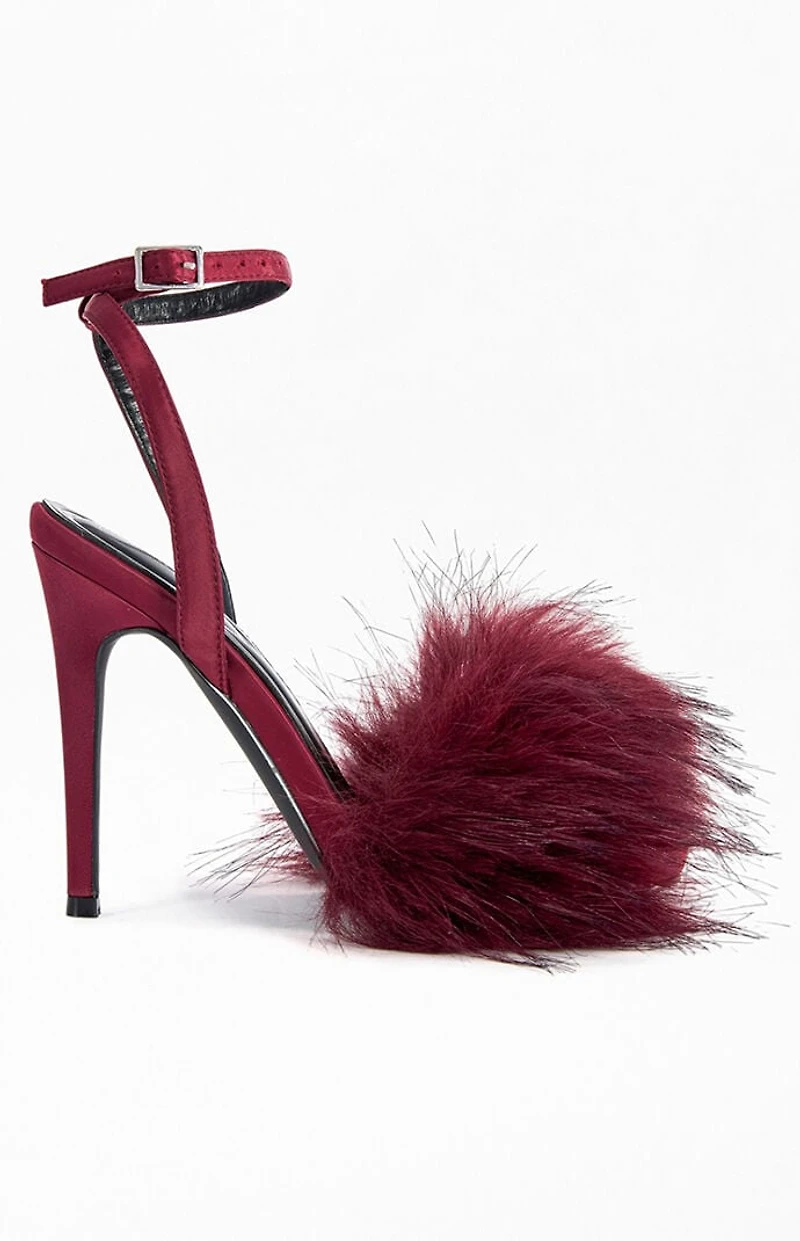 AZALEA WANG Women's Nadia Burgundy Stiletto Sandals