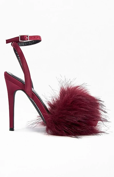 AZALEA WANG Women's Nadia Burgundy Stiletto Sandals