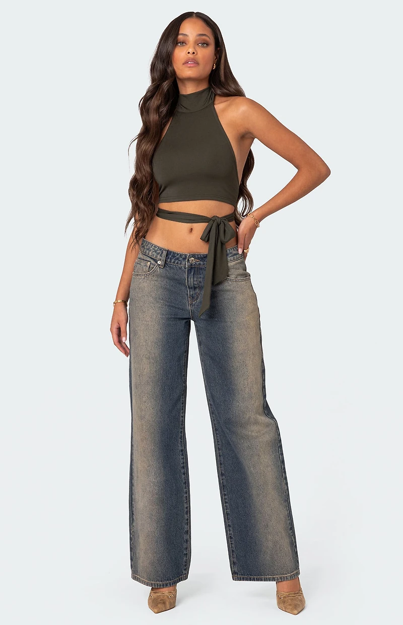 Edikted Hamlin Wrap Tie Crop Top