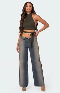 Edikted Hamlin Wrap Tie Crop Top