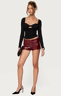 Edikted Mcrae Faux Leather Micro Shorts