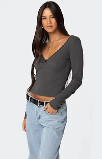Edikted Adrienne Lace Trim Top