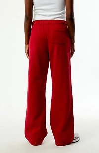 Pacsun Red Ultra Soft Fleece Core Washed Baggy Sweatpants