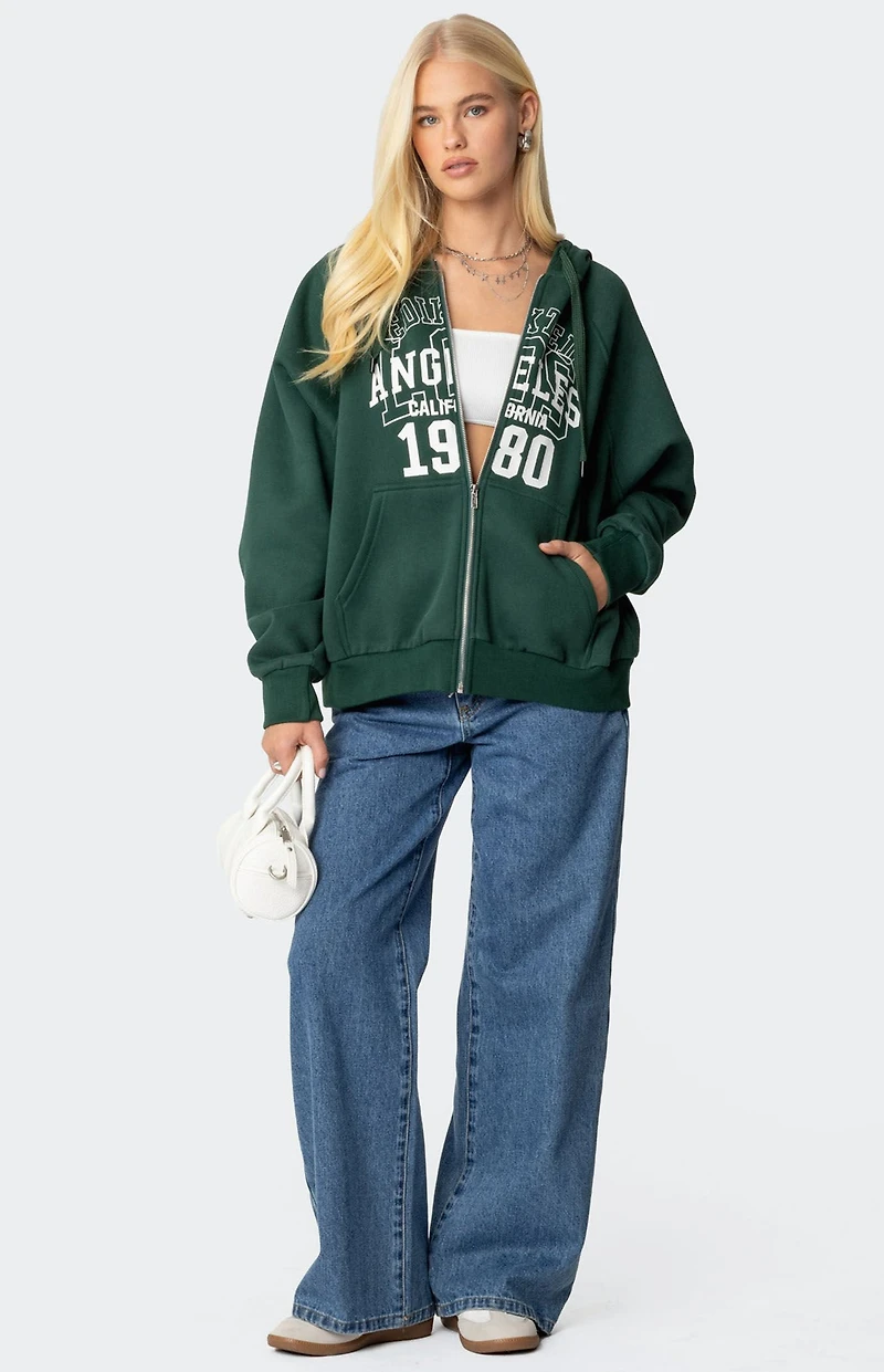 Edikted 1980 Oversized Zip Up Hoodie