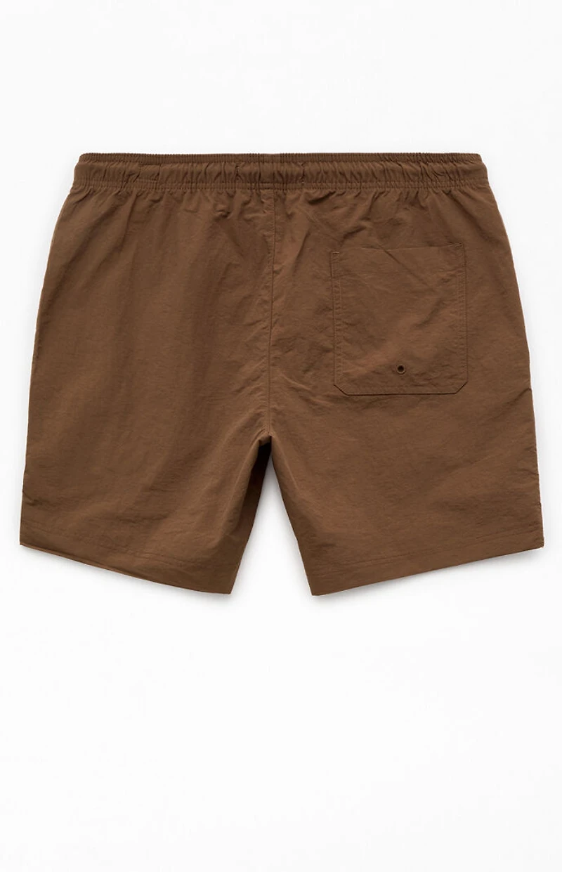 Pacsun Brown Collegiate 6.5" Swim Trunks