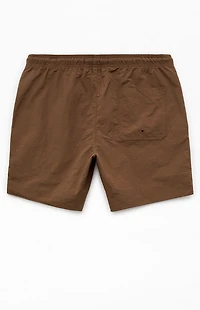 Pacsun Brown Collegiate 6.5" Swim Trunks