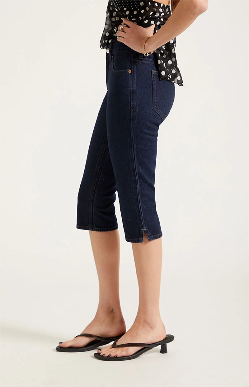 Pacsun Capri Denim Shorts Stretch Dark Blue