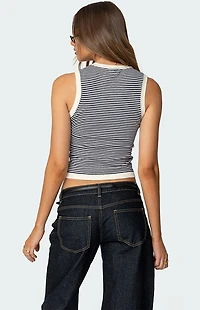 Edikted Everson Striped Button Up Knit Top