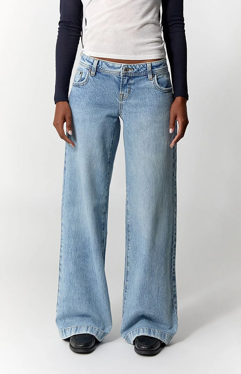 Pacsun Kaia Ultimate Low Rise Baggy Jeans Stretch Light Blue