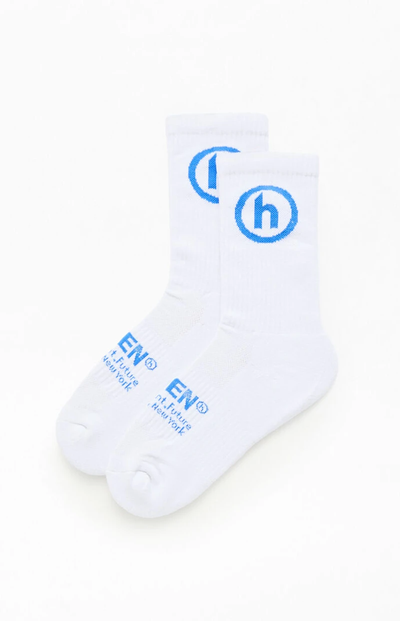 Hidden NY White & Blue Classic Crew Socks
