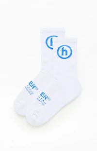 Hidden NY White & Blue Classic Crew Socks