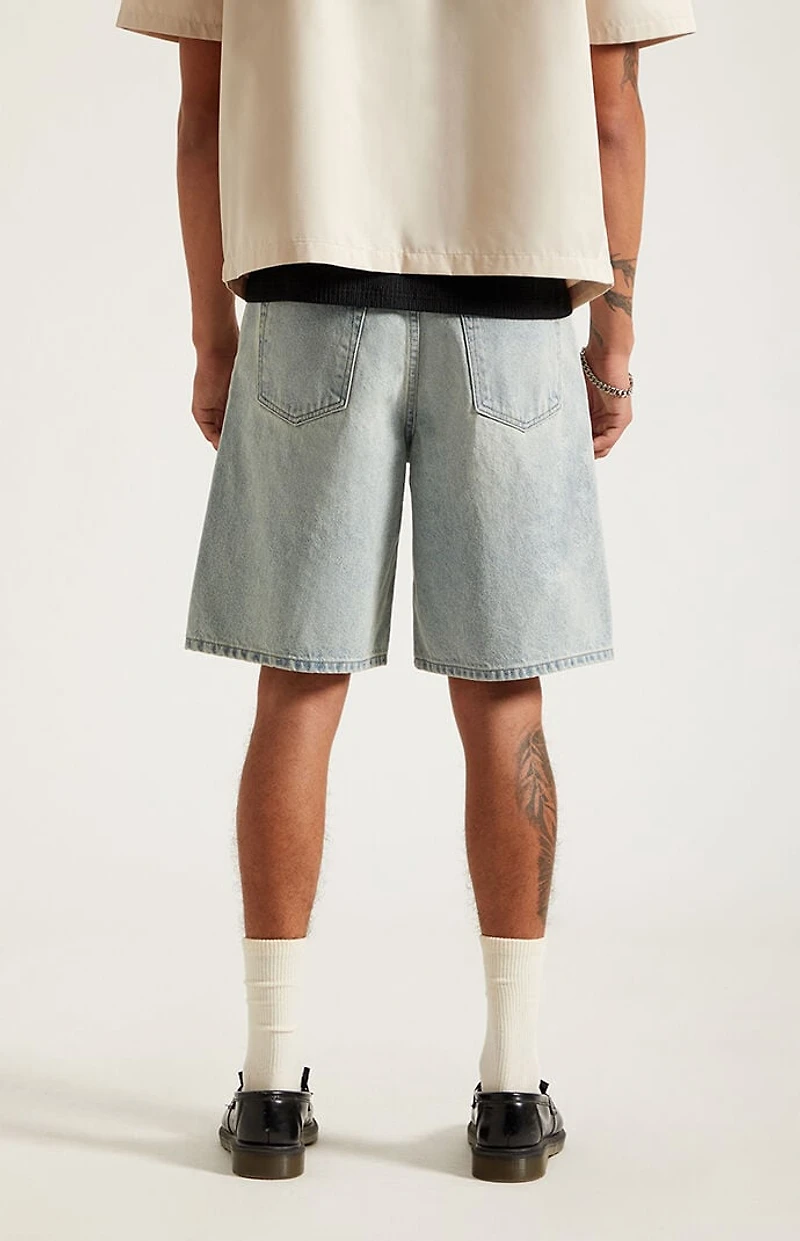 Pacsun Parker Baggy Denim Shorts Light Blue Tint