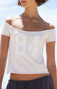 John Galt Pink 84 Bonnie Off-The-Shoulder Crop Top