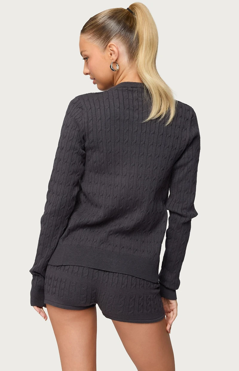 Edikted Nella Cable Knit Button Up Cardigan