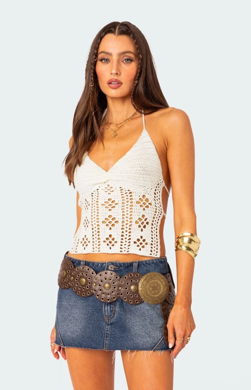 Edikted Jada Open Back Crochet Top