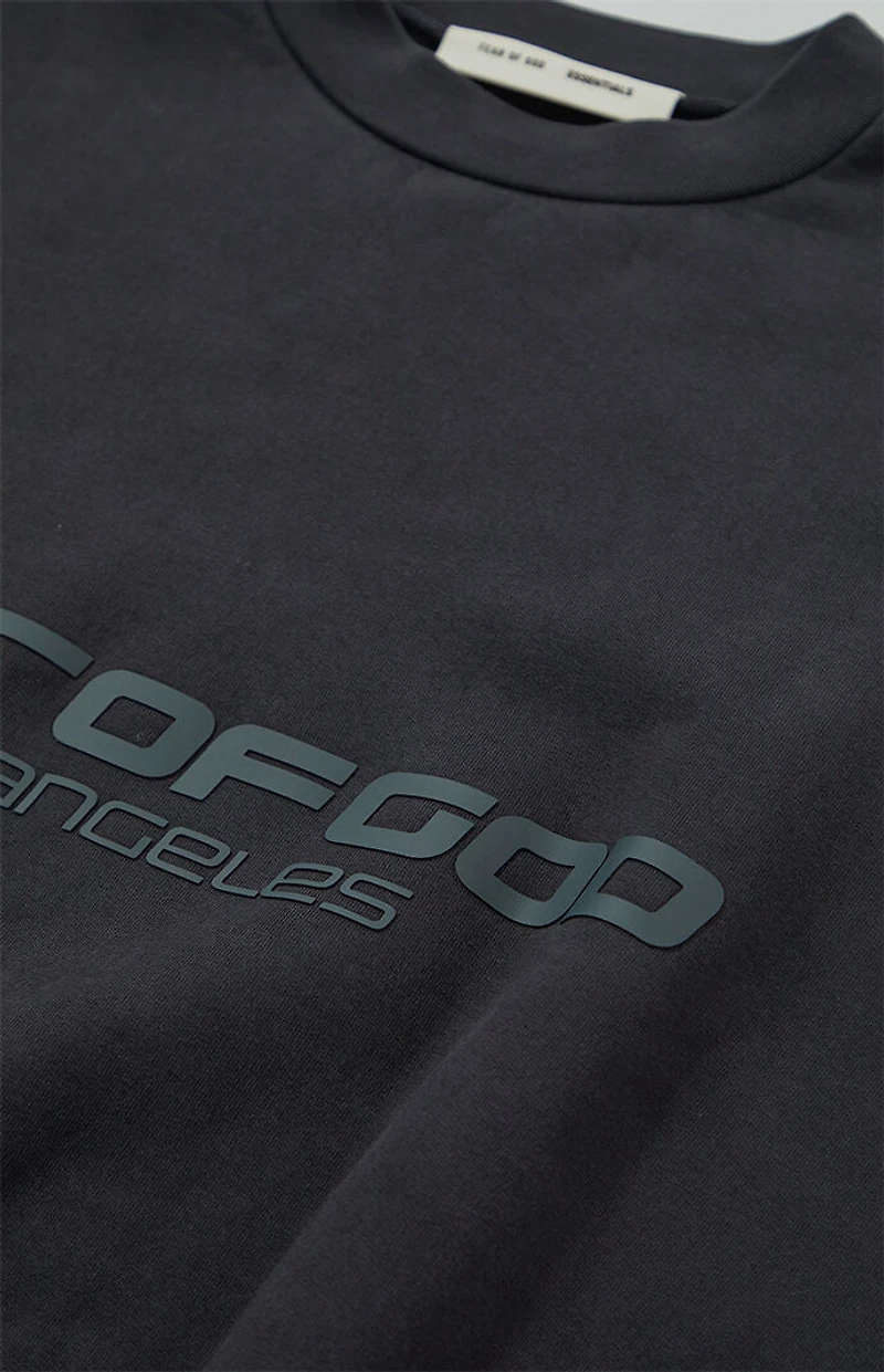 Fear of God ESSENTIALS Vintage Black Crew Neck Cropped Relaxed Sweatshirt