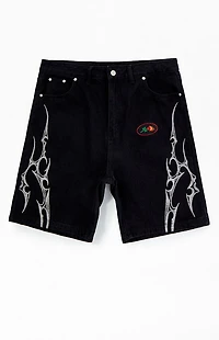 Civil Thorns Black Baggy Denim Shorts