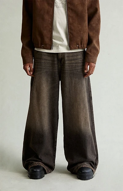 Pacsun Ryder Ultra Baggy Jeans Washed Dark Brown