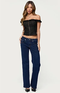 Edikted Jordana Ruffle Eyelet Off Shoulder Top