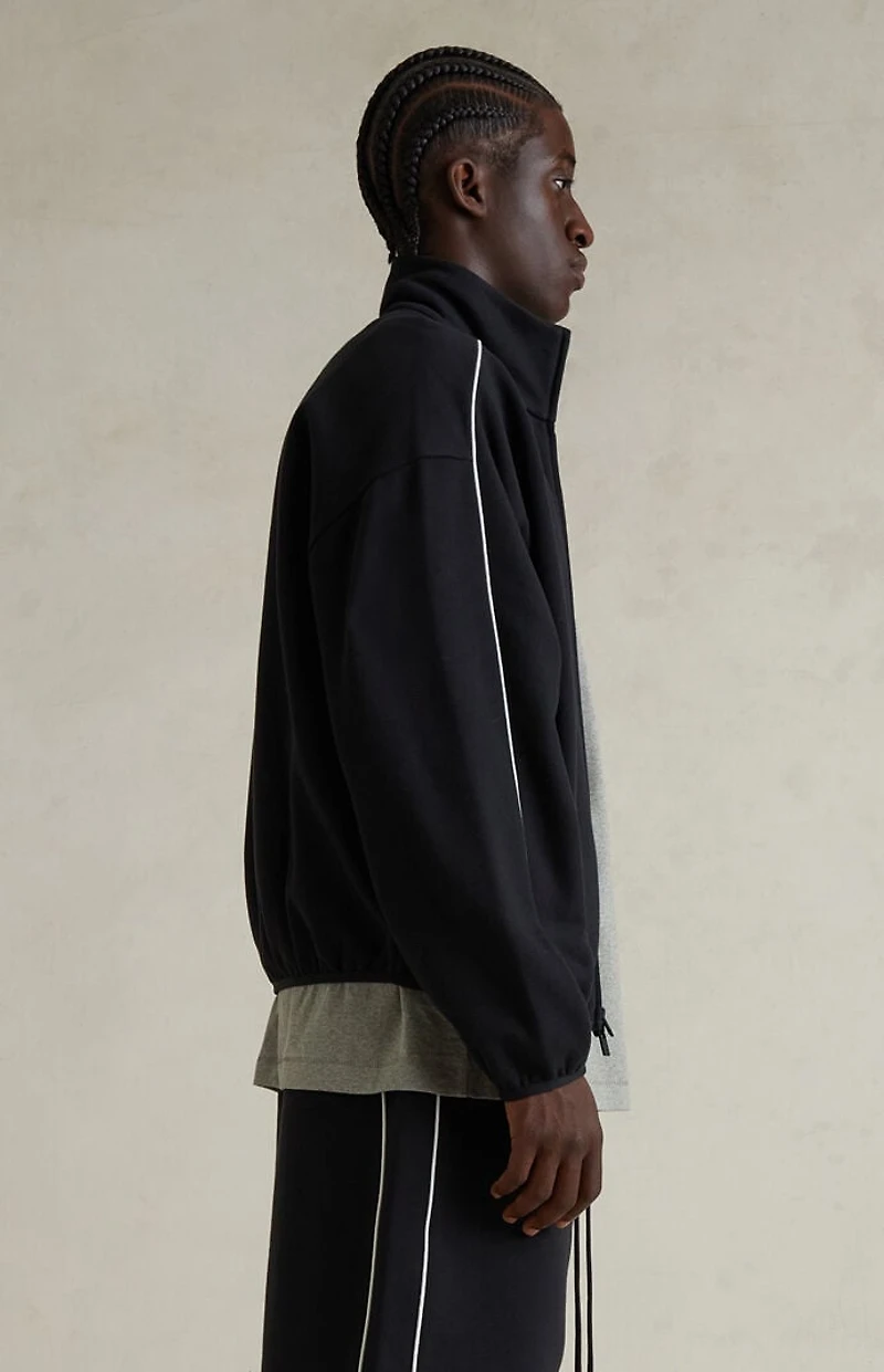 Fear of God ESSENTIALS Jet Black & Cloud White Modern Fleece Track Jacket