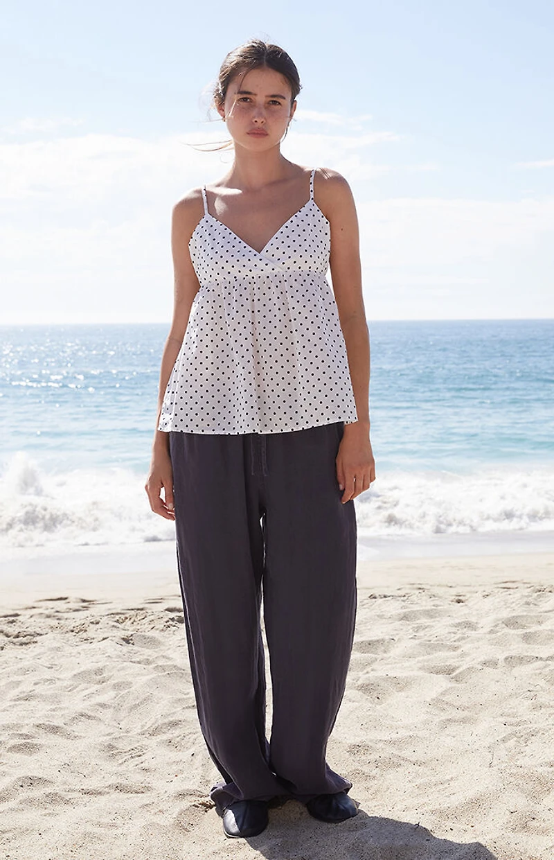 John Galt White Polka Dot Edith Tank Top
