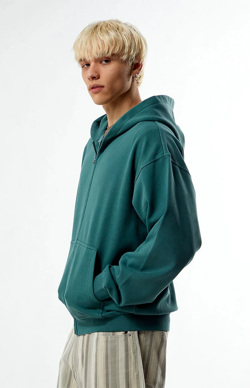 Pacsun Green Vintage Washed Full Zip Hoodie