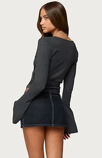 Edikted Roccia Studded Knit Wrap Top