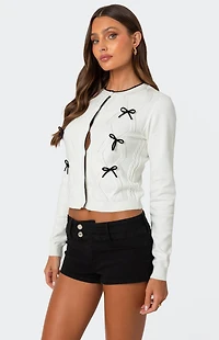 Edikted Contrast Bow Knit Cardigan