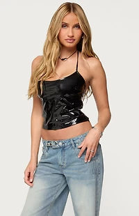 Edikted Vikki Vinyl Halter Top