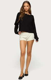 Edikted Deni Long Sleeve Henley Waffle Top