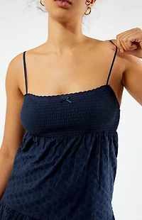 LA Hearts Ruched Bow Tie Babydoll Mini Dress