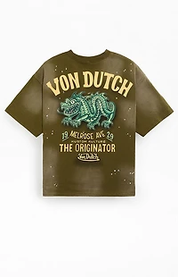 Von Dutch Dragon Paint Splatter Oversized T-Shirt