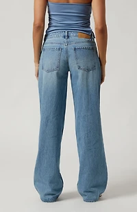 Pacsun Casey Low Rise Baggy Jeans Bow Medium Indigo
