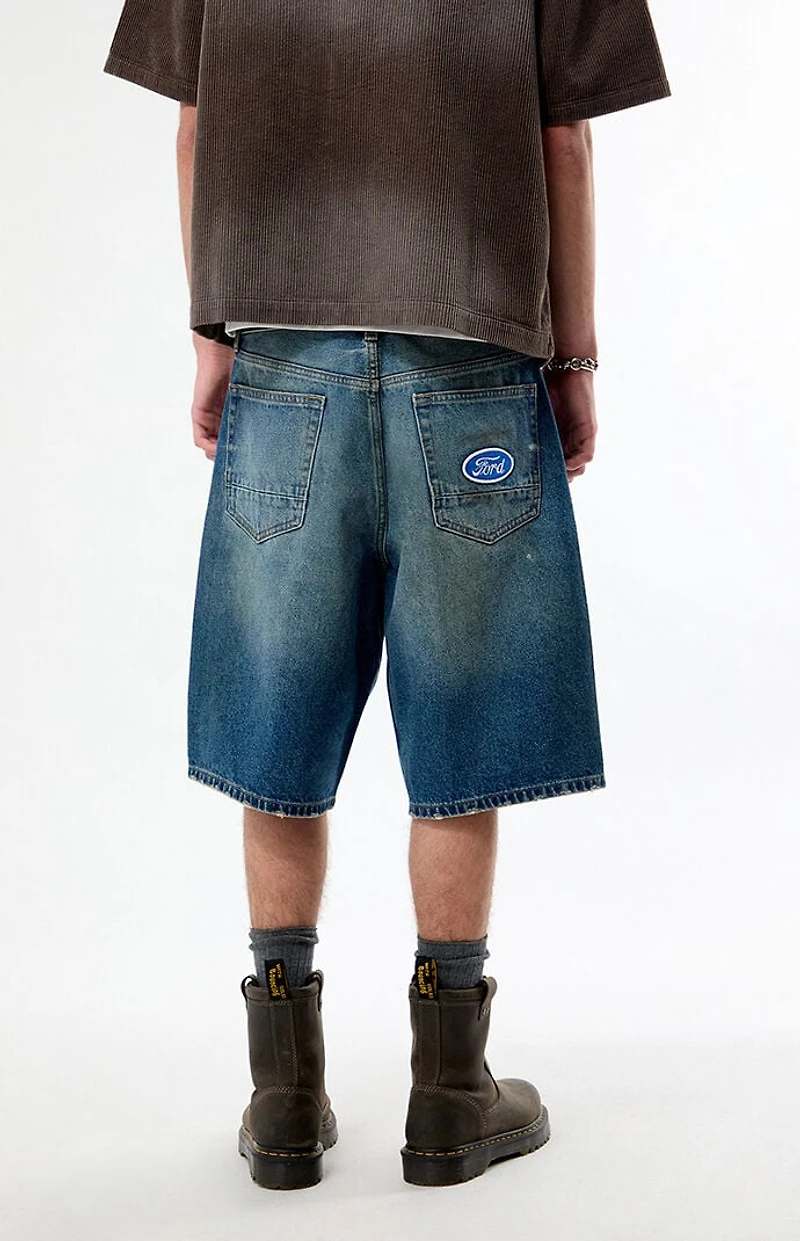 FORD Dirty Wash Baggy Jean Shorts