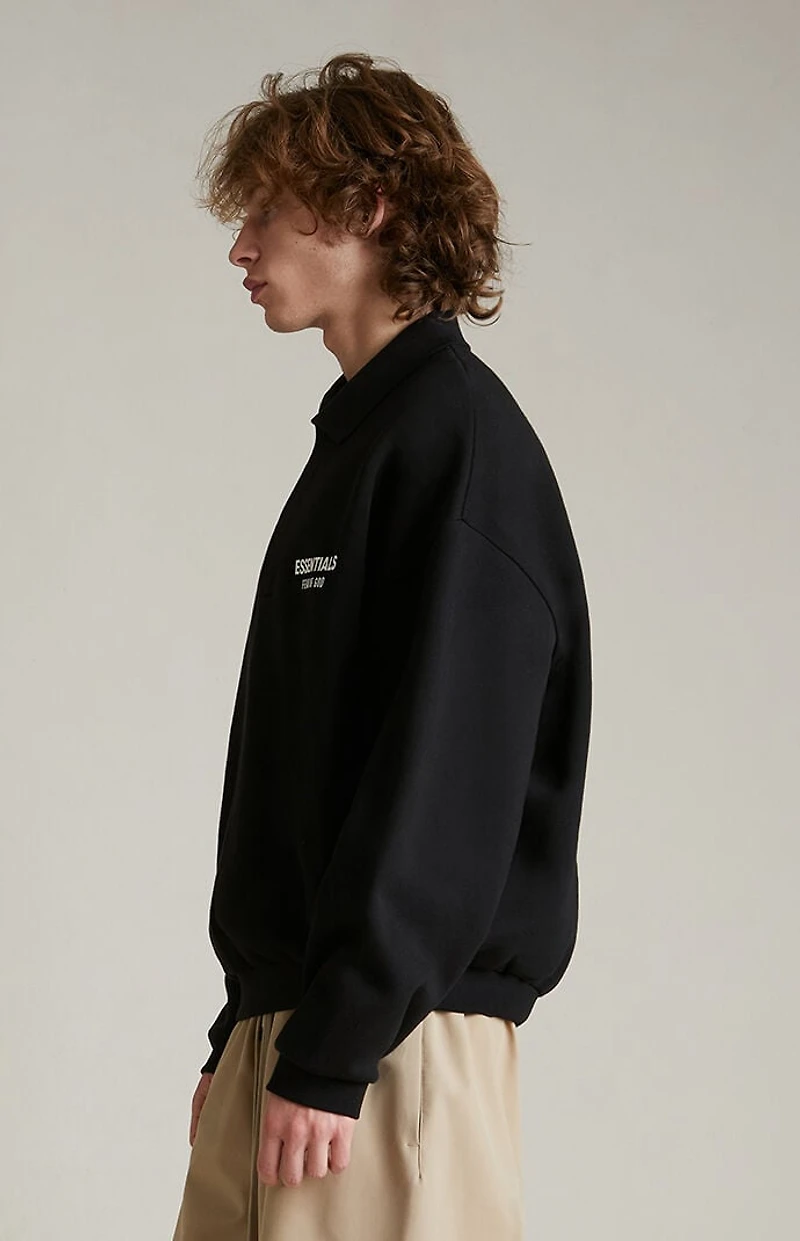 Fear of God ESSENTIALS Black Fleece Polo Sweatshirt