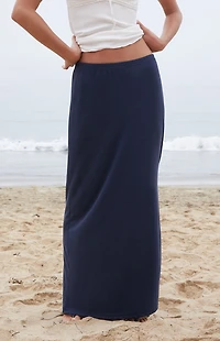 John Galt Blue Slit Maxi Skirt