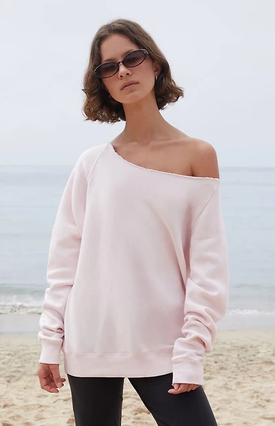 John Galt Pink Erica Off-The-Shoulder Sweatshirt