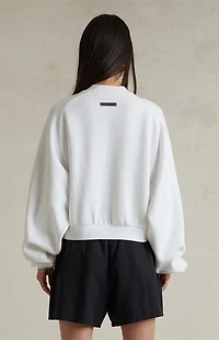 Fear of God ESSENTIALS Women's Bright White Fleece Cropped Crew Neck Sweatshirt