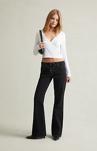 Pacsun Jade Low Rise Bootcut Jeans Lace-Up Black