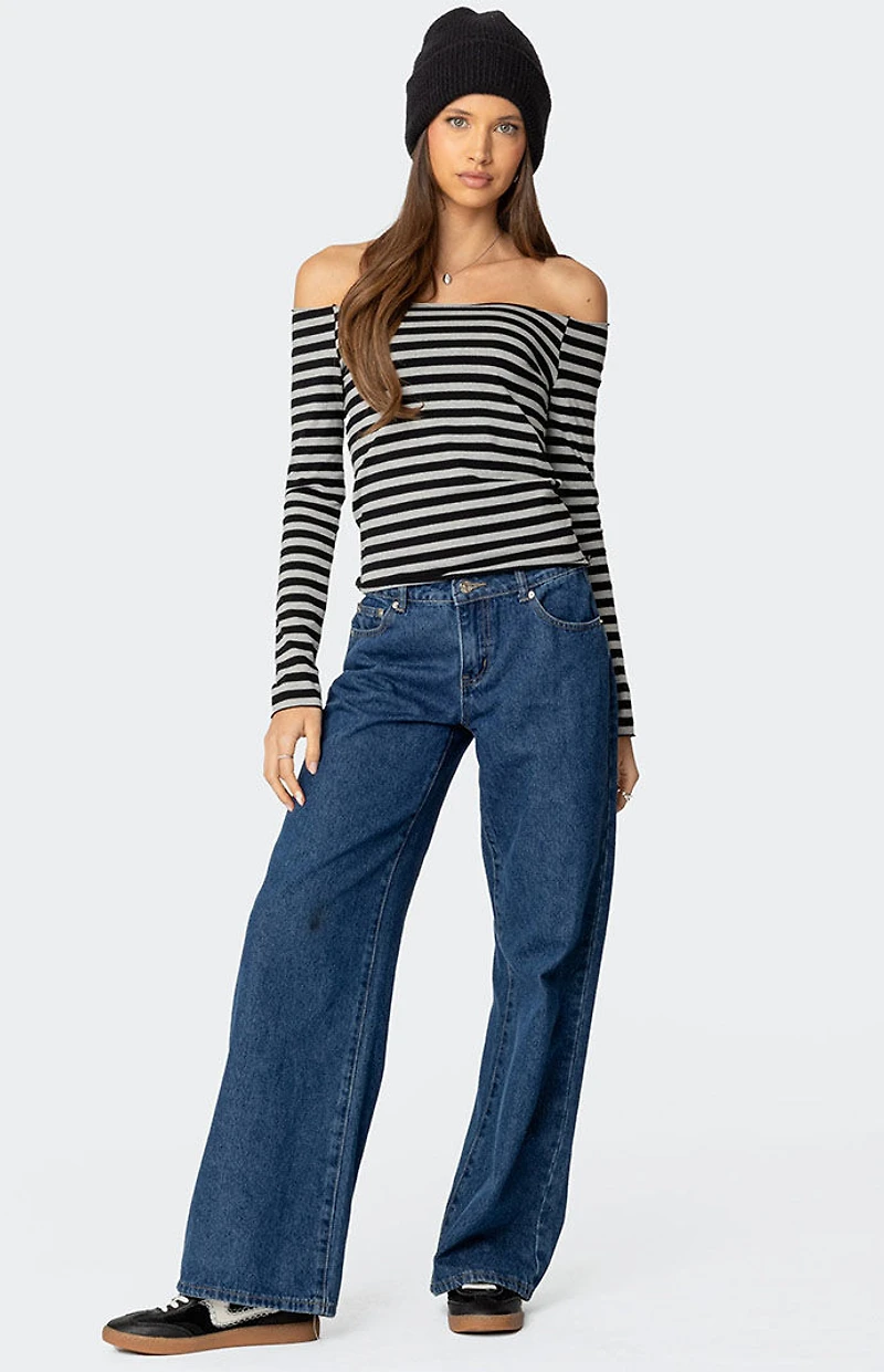 Edikted Nelligan Striped Off Shoulder Top