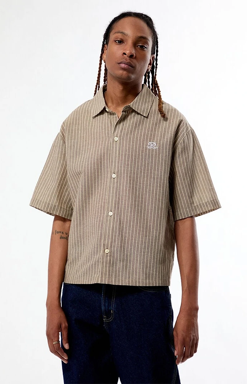 Pacsun Porto Brown Striped Camp Shirt