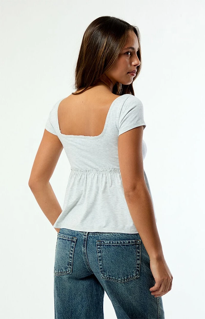 Your Favorite Bonnie Short Sleeve Button Front Babydoll Top