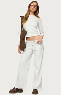 Edikted Cicilia Straight Leg Ribbed Pants