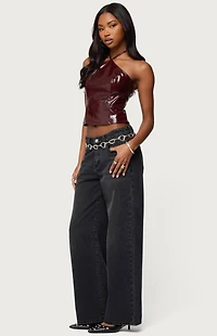 Edikted Hailie Faux Leather Halter Top