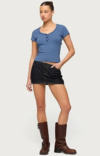 Edikted Kady Striped Henley T-Shirt