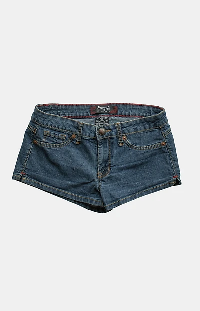 PS VINTAGE 2000s Y2K Low Rise Micro Dark Blue Jean Shorts