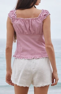 John Galt Red Gingham Elena Top